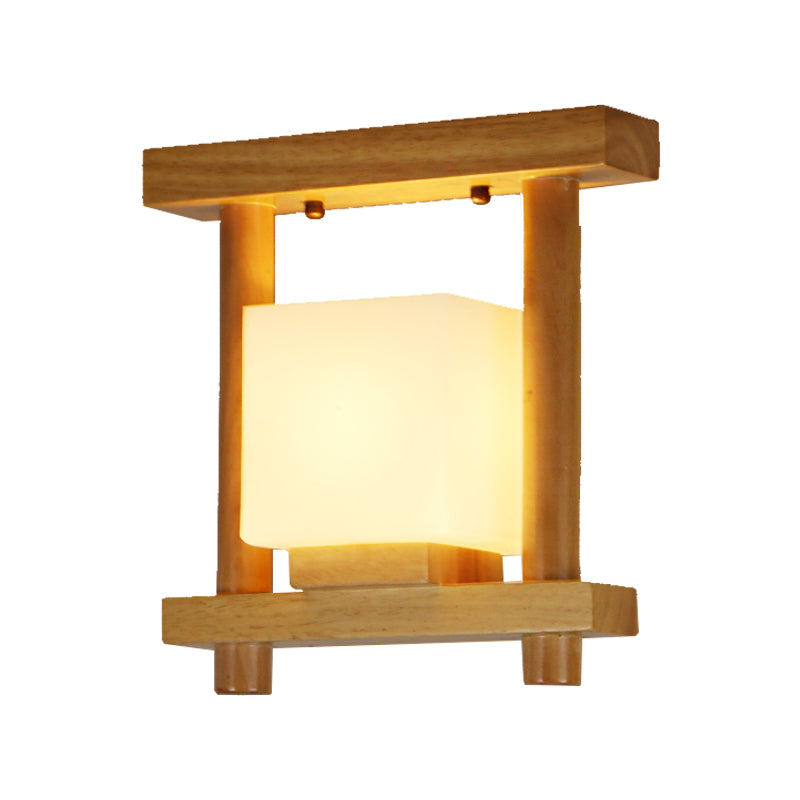 Frosted Glass Ceiling Flush Light - Contemporary Semi Flushmount Lamp for Staircase Wood Décor