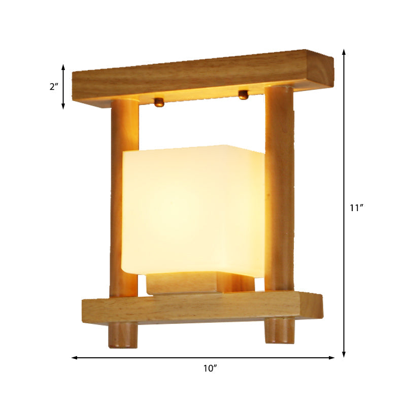 Frosted Glass Ceiling Flush Light - Contemporary Semi Flushmount Lamp for Staircase Wood Décor