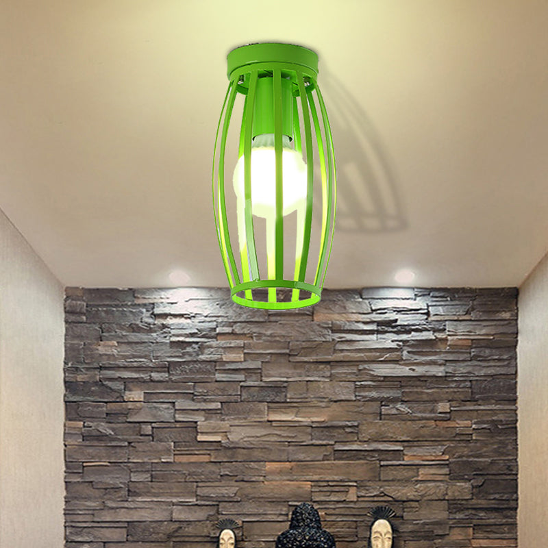 Nordic Metal Ceiling Mount Lamp | Oval Flush Mount Light | 1 Light | Corridor Lighting - Black/Pink/Yellow/Blue/Green/Gold