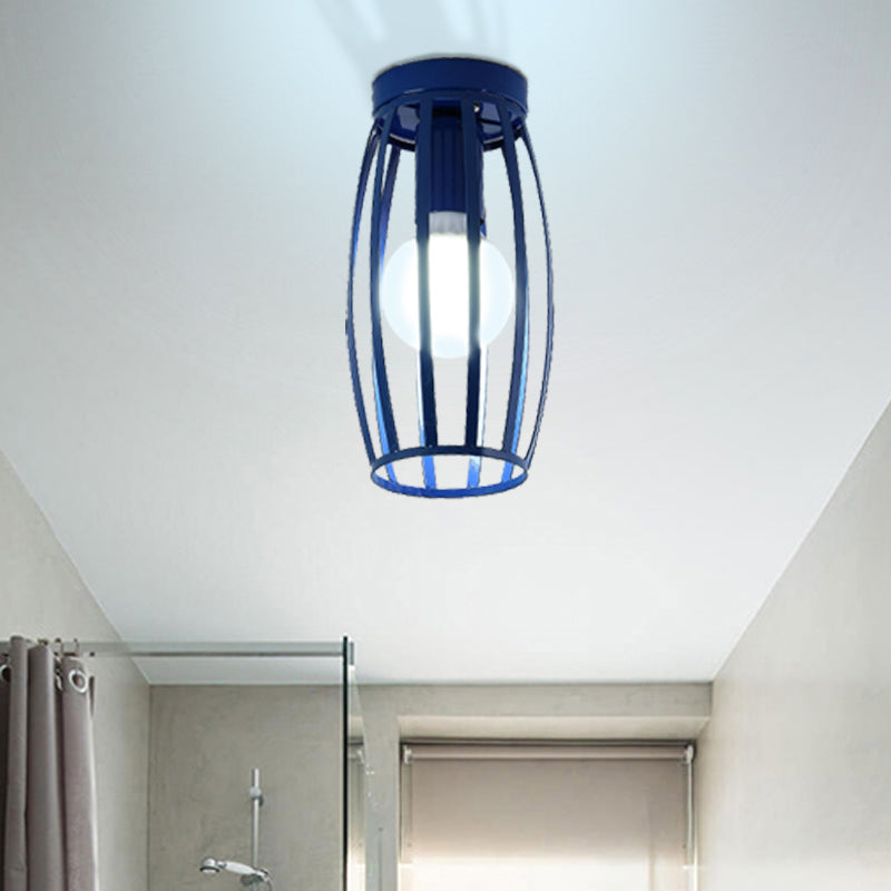 Nordic Metal Ceiling Mount Lamp | Oval Flush Mount Light | 1 Light | Corridor Lighting - Black/Pink/Yellow/Blue/Green/Gold