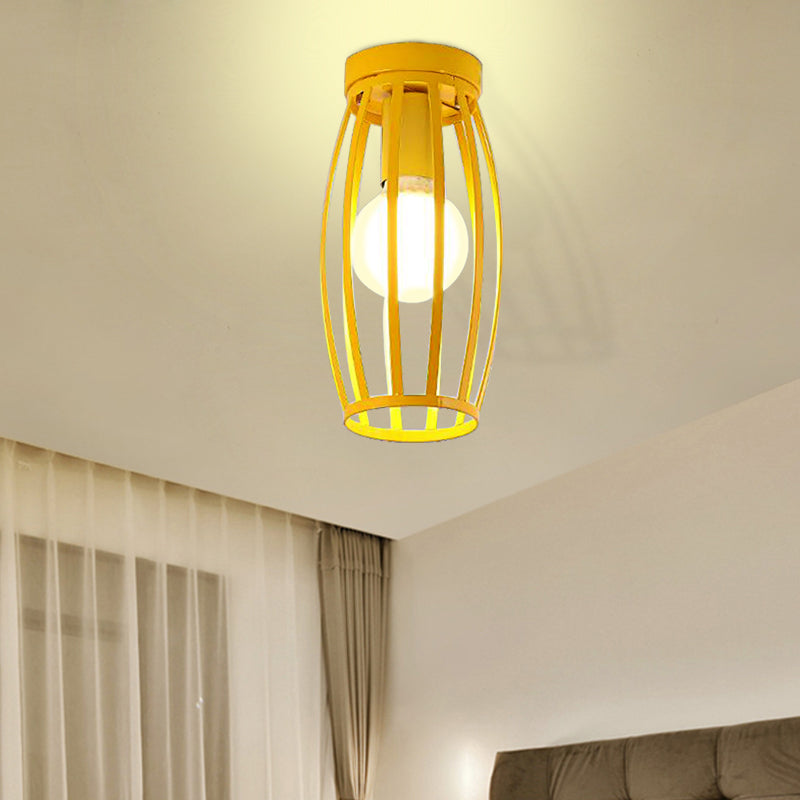 Nordic Metal Ceiling Mount Lamp | Oval Flush Mount Light | 1 Light | Corridor Lighting - Black/Pink/Yellow/Blue/Green/Gold