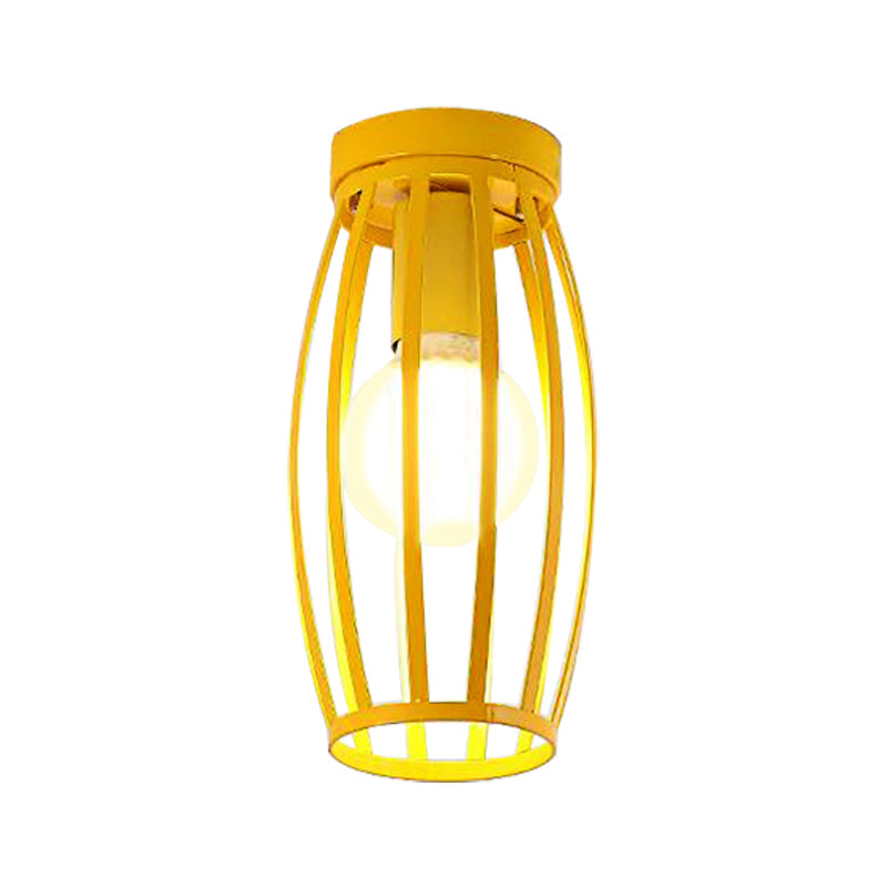 Nordic Metal Ceiling Mount Lamp | Oval Flush Mount Light | 1 Light | Corridor Lighting - Black/Pink/Yellow/Blue/Green/Gold