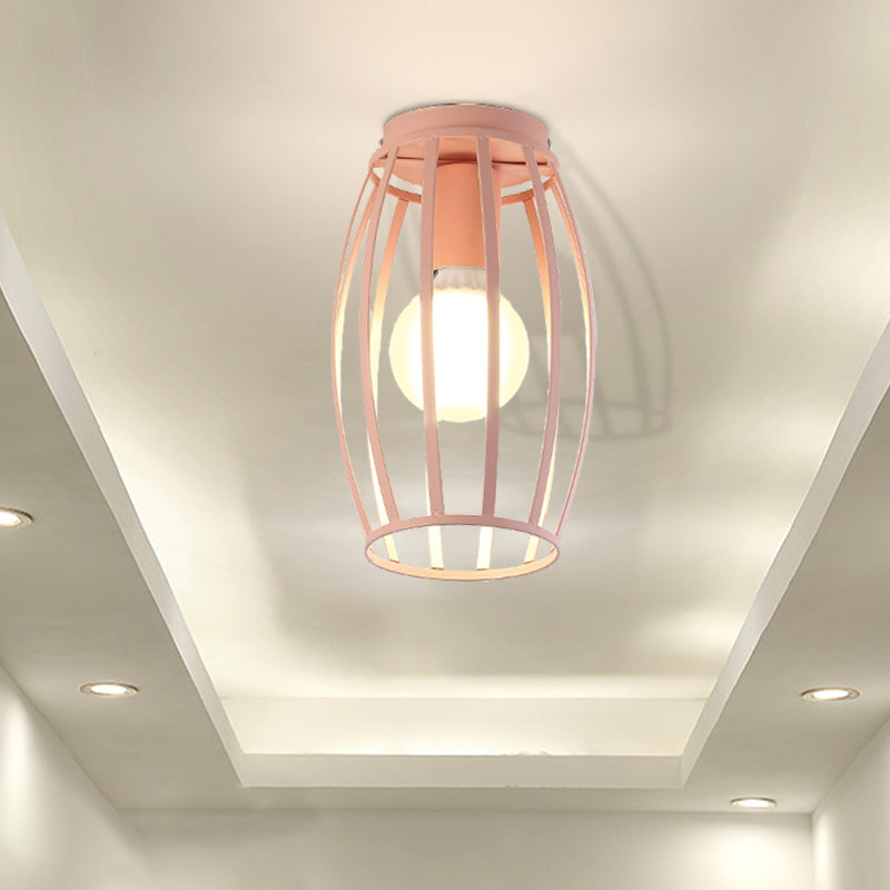 Nordic Metal Ceiling Mount Lamp | Oval Flush Mount Light | 1 Light | Corridor Lighting - Black/Pink/Yellow/Blue/Green/Gold