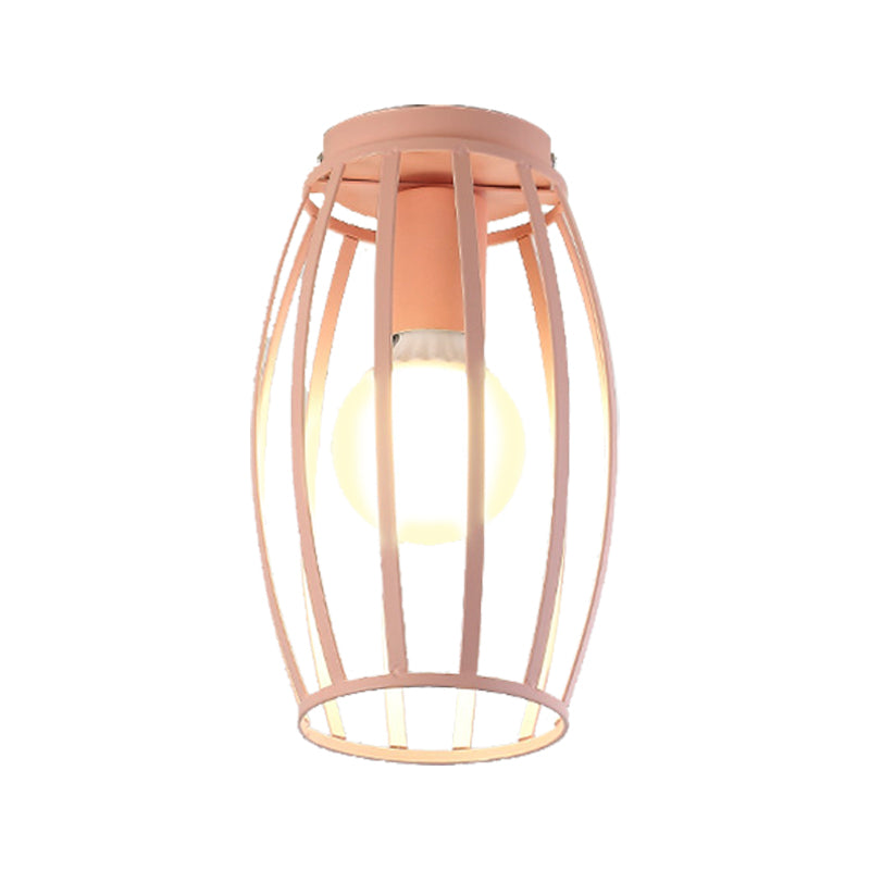 Nordic Metal Ceiling Mount Lamp | Oval Flush Mount Light | 1 Light | Corridor Lighting - Black/Pink/Yellow/Blue/Green/Gold