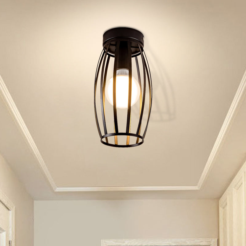 Nordic Metal Ceiling Mount Lamp | Oval Flush Mount Light | 1 Light | Corridor Lighting - Black/Pink/Yellow/Blue/Green/Gold