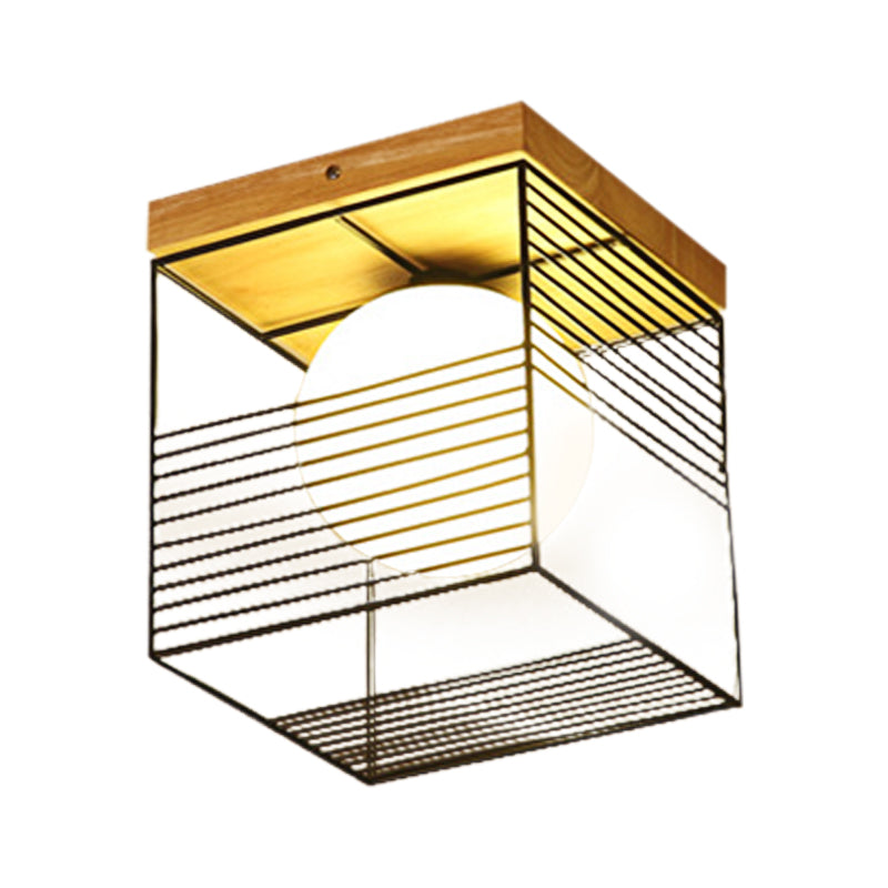 Suspension carrée contemporaine à encastrer - Blanc/noir, métal - Idéal pour le plafond d'une chambre