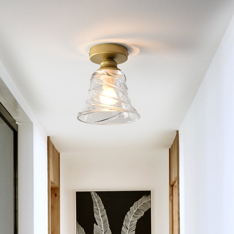 Lampe à encastrer contemporaine en verre Cyclone avec abat-jour en cloche transparent