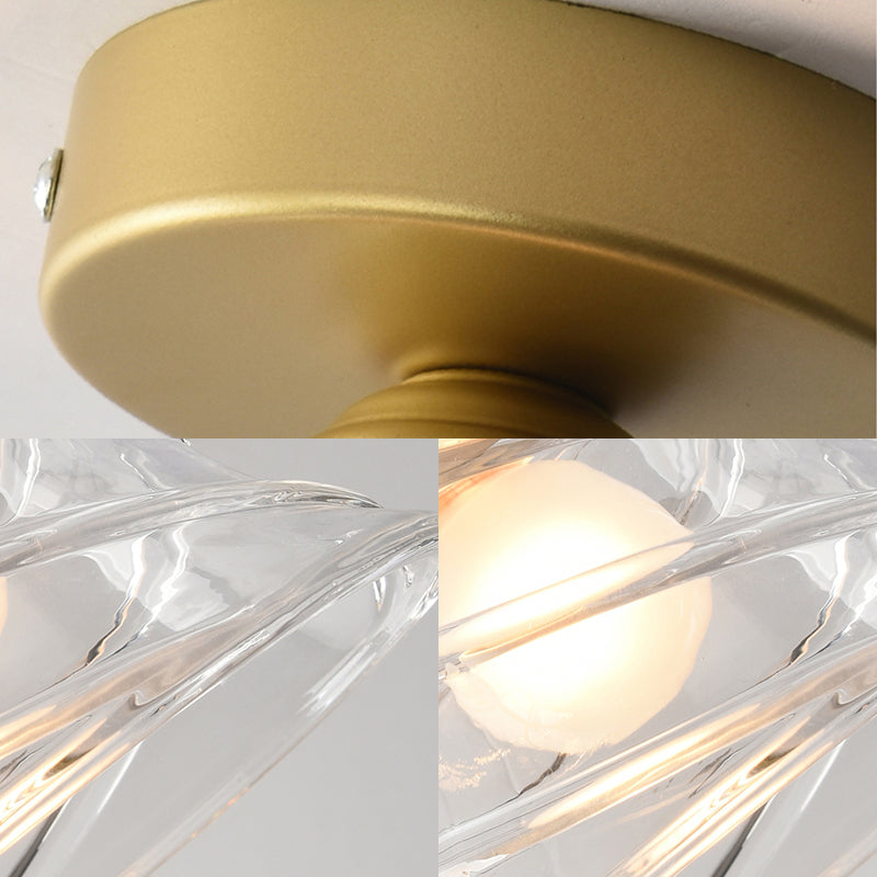 Lampe à encastrer contemporaine en verre Cyclone avec abat-jour en cloche transparent