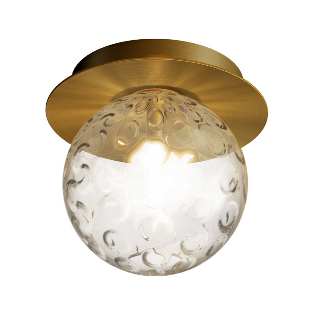 Modern Water Glass Globe Flush Pendant Light - Clear Indoor Ceiling Flush Mount with 1 Bulb