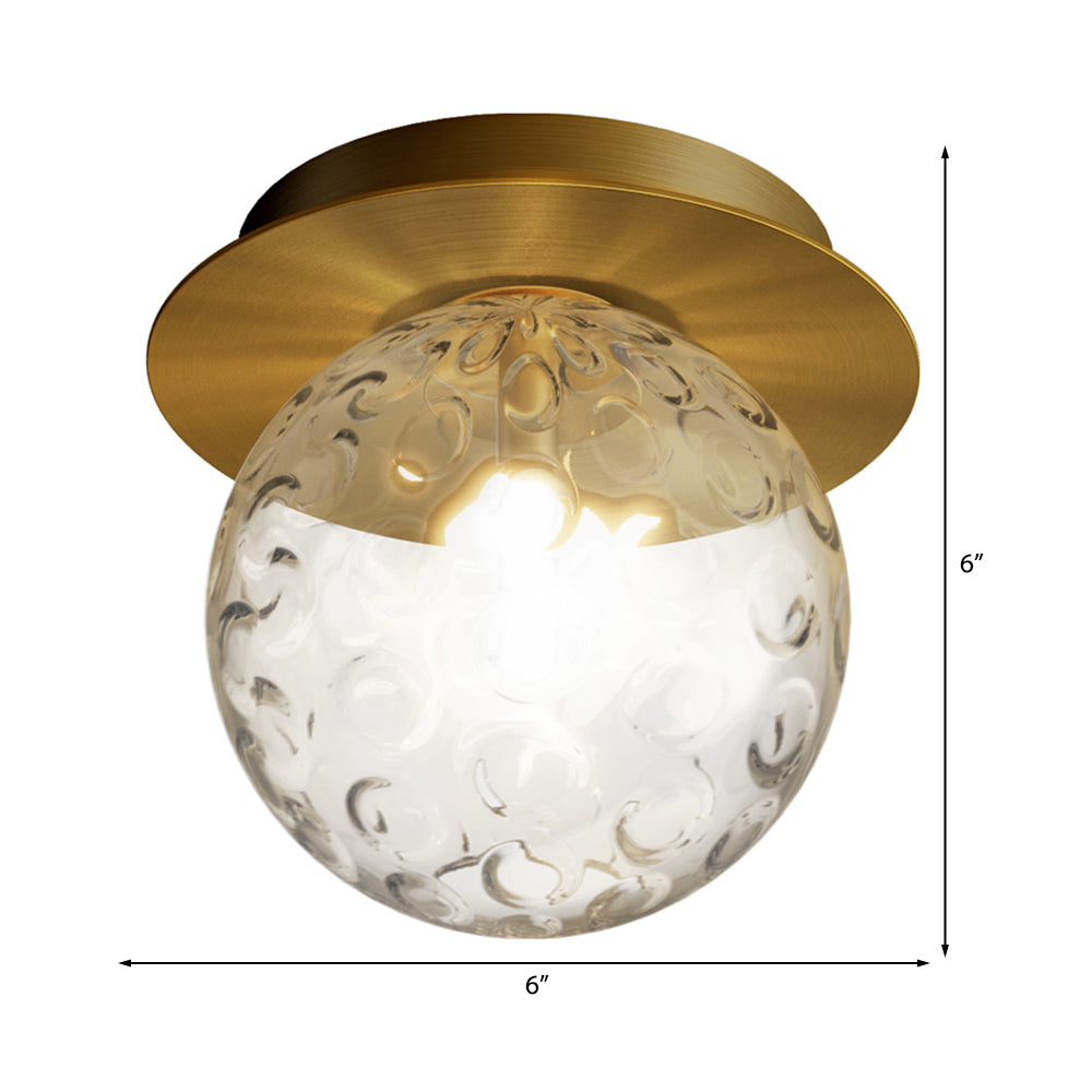 Modern Water Glass Globe Flush Pendant Light - Clear Indoor Ceiling Flush Mount with 1 Bulb