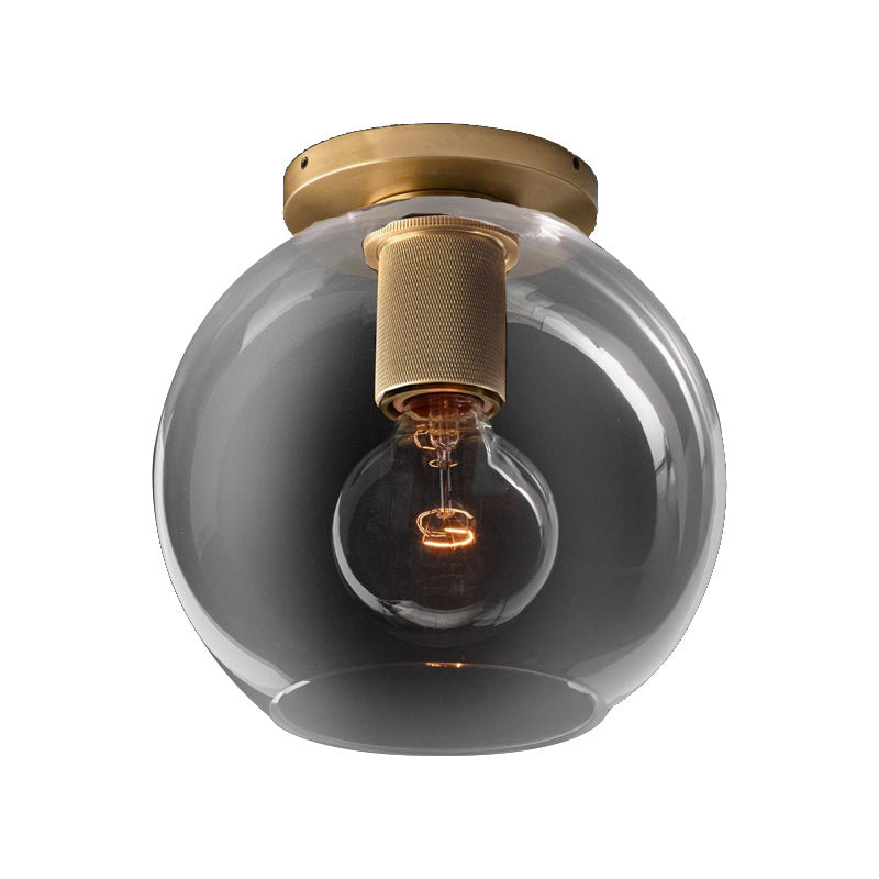 Modern Glass Flush Pendant Ceiling Light in Brass for Balcony - Globe, Cone, Cylinder, Trumpet Shapes