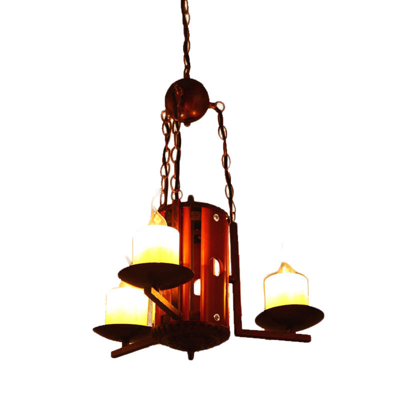 Lustre vintage métallique à 3 lumières de couleur beige foncé pour éclairage suspendu de chambre à coucher