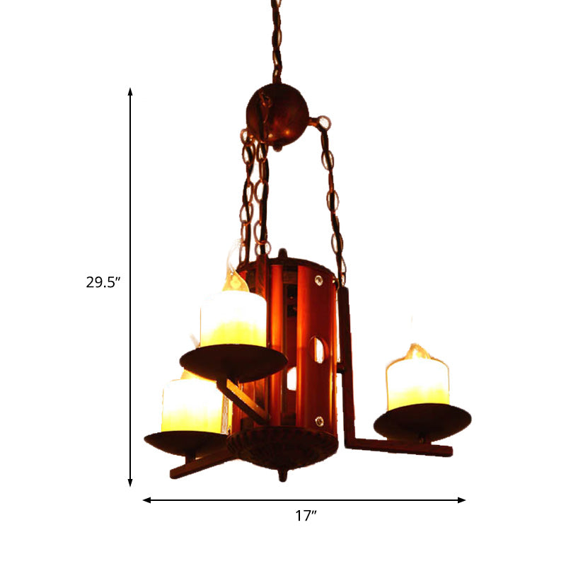 Lustre vintage métallique à 3 lumières de couleur beige foncé pour éclairage suspendu de chambre à coucher