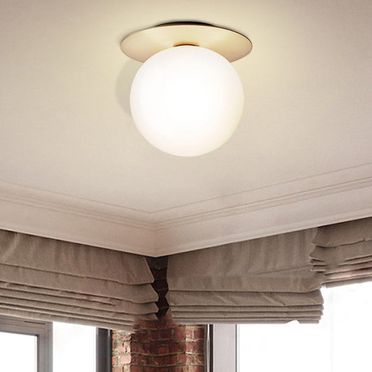 Modern Silver/Gold Finish Orbit Flush Mount Ceiling Light with White/Clear Glass Shade
