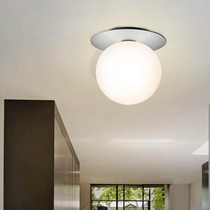 Modern Silver/Gold Finish Orbit Flush Mount Ceiling Light with White/Clear Glass Shade