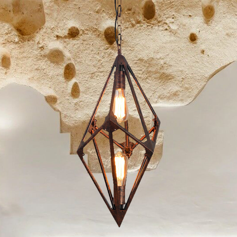 Vintage Rustic Dining Room Chandelier - Metallic 2/3 Lights - 12"/27.5" W