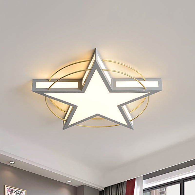 Nordic Metal Black/Grey Flush Mount Light with Acrylic Diffuser – Star/Triangle Design