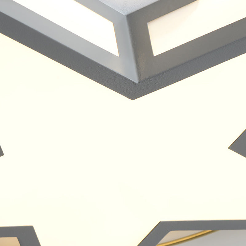 Nordic Metal Black/Grey Flush Mount Light with Acrylic Diffuser – Star/Triangle Design