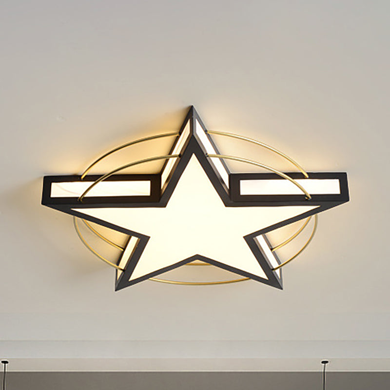 Nordic Metal Black/Grey Flush Mount Light with Acrylic Diffuser – Star/Triangle Design