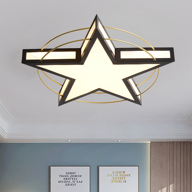 Nordic Metal Black/Grey Flush Mount Light with Acrylic Diffuser – Star/Triangle Design