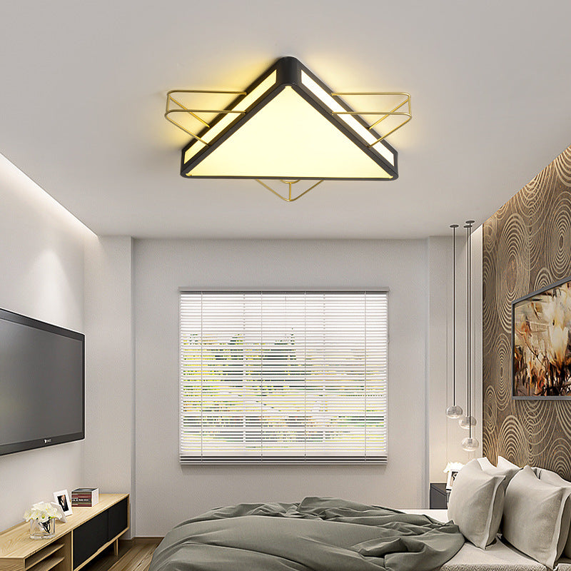 Nordic Metal Black/Grey Flush Mount Light with Acrylic Diffuser – Star/Triangle Design
