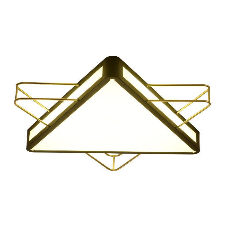 Nordic Metal Black/Grey Flush Mount Light with Acrylic Diffuser – Star/Triangle Design