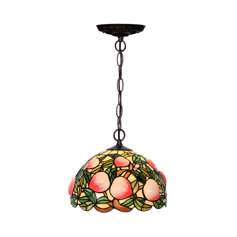 Lustre en verre taillé de style victorien en bronze pêche - 1/2/3 lumières, rose - Décoration de salle à manger - 12"/16"/20" de large