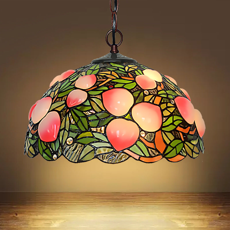 Lustre en verre taillé de style victorien en bronze pêche - 1/2/3 lumières, rose - Décoration de salle à manger - 12"/16"/20" de large