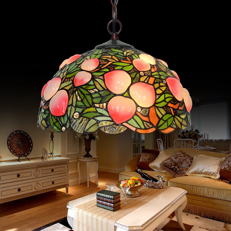 Lustre en verre taillé de style victorien en bronze pêche - 1/2/3 lumières, rose - Décoration de salle à manger - 12"/16"/20" de large