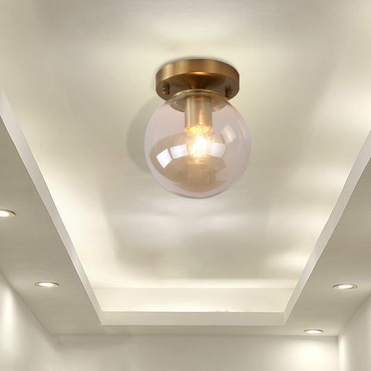 Minimalist Blue/Tan Spherical Glass Flushmount Ceiling Light for Balcony