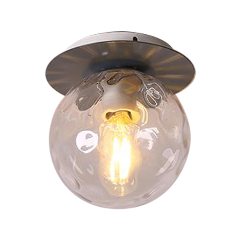 Nordic 1 Head Orb Light Fixture with Clear Hammered Glass Shade - Stylish Gray/White/Green/Wood Finish