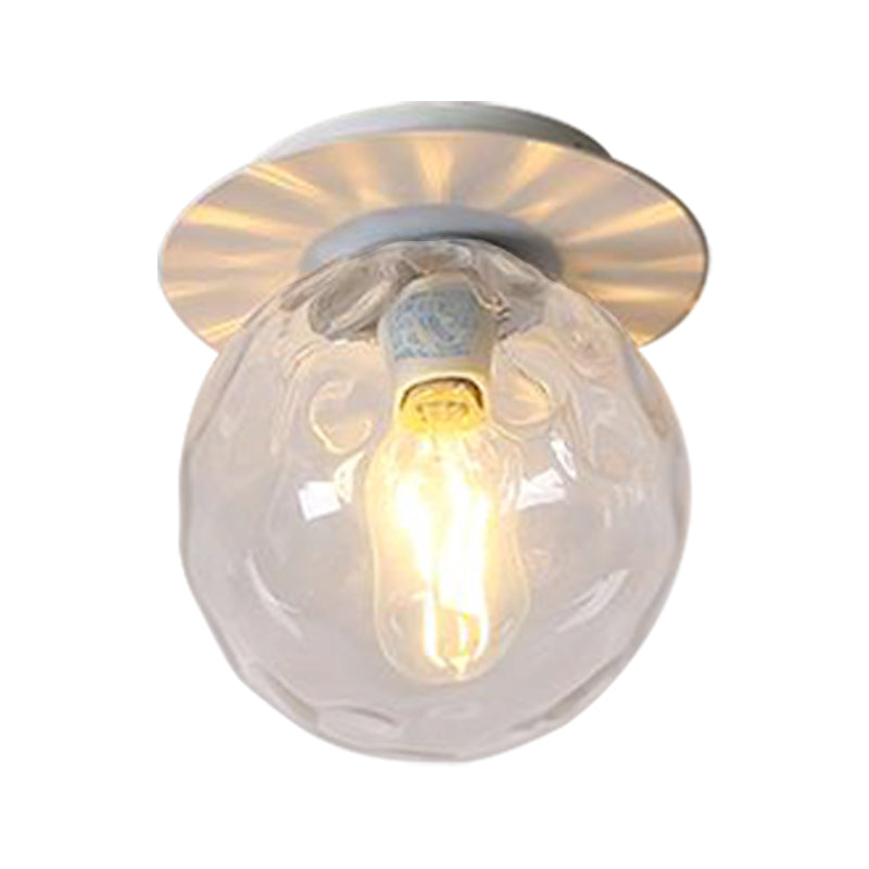 Nordic 1 Head Orb Light Fixture with Clear Hammered Glass Shade - Stylish Gray/White/Green/Wood Finish