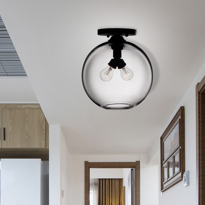 Modern 2-Head Flushmount Ceiling Lamp with Colorful Glass Shades - Global Ceiling Mounted Light"

or

"Global Modern 2-Head Flushmount Ceiling Lamp - Colorful Glass Shades Included
