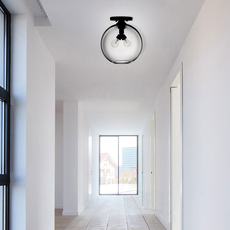 Modern 2-Head Flushmount Ceiling Lamp with Colorful Glass Shades - Global Ceiling Mounted Light"

or

"Global Modern 2-Head Flushmount Ceiling Lamp - Colorful Glass Shades Included
