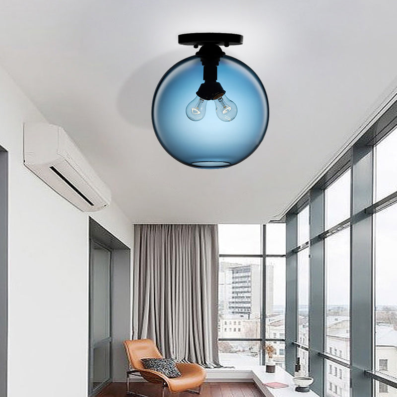Modern 2-Head Flushmount Ceiling Lamp with Colorful Glass Shades - Global Ceiling Mounted Light"

or

"Global Modern 2-Head Flushmount Ceiling Lamp - Colorful Glass Shades Included