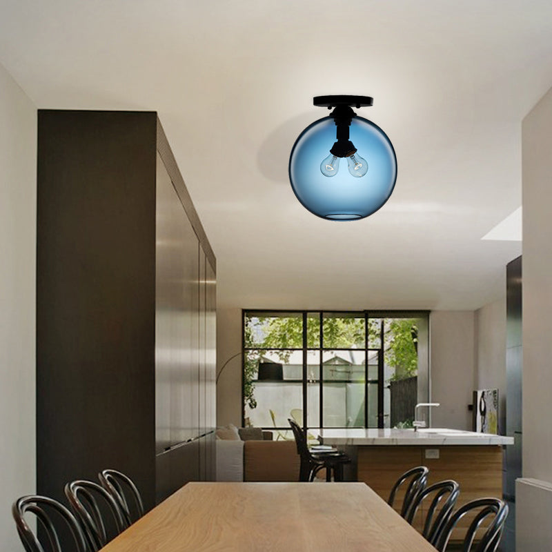 Modern 2-Head Flushmount Ceiling Lamp with Colorful Glass Shades - Global Ceiling Mounted Light"

or

"Global Modern 2-Head Flushmount Ceiling Lamp - Colorful Glass Shades Included