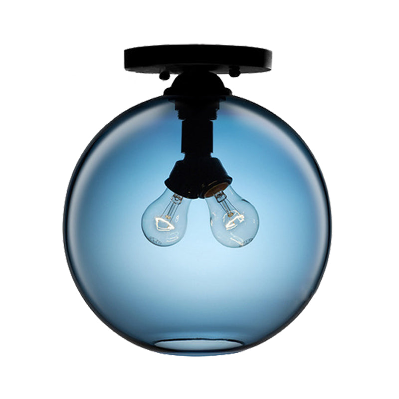 Modern 2-Head Flushmount Ceiling Lamp with Colorful Glass Shades - Global Ceiling Mounted Light"

or

"Global Modern 2-Head Flushmount Ceiling Lamp - Colorful Glass Shades Included