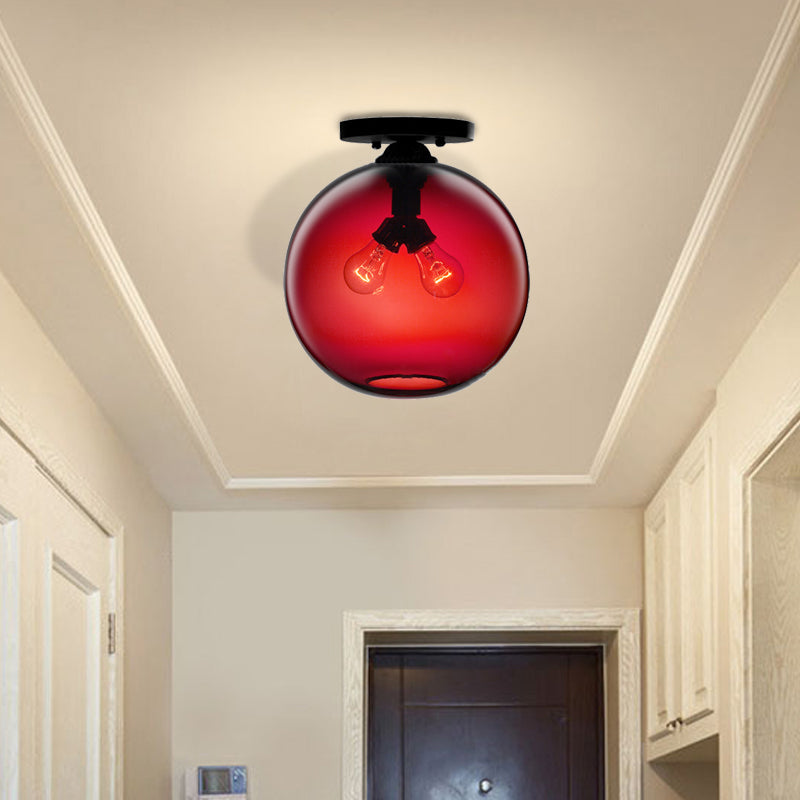 Modern 2-Head Flushmount Ceiling Lamp with Colorful Glass Shades - Global Ceiling Mounted Light"

or

"Global Modern 2-Head Flushmount Ceiling Lamp - Colorful Glass Shades Included