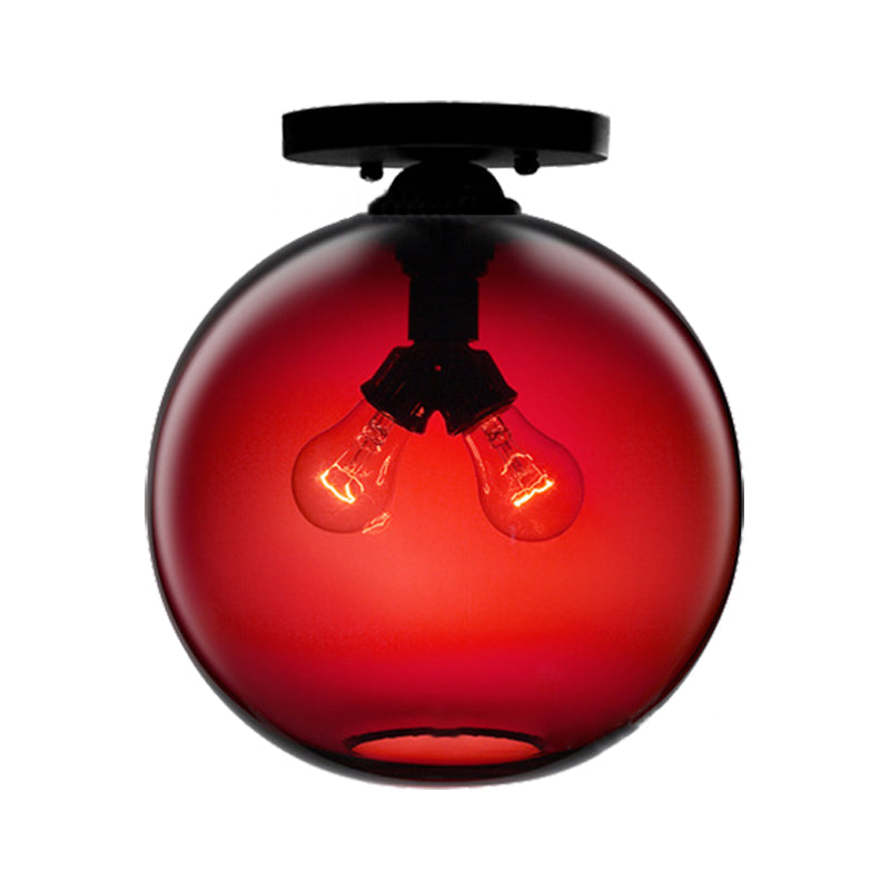 Modern 2-Head Flushmount Ceiling Lamp with Colorful Glass Shades - Global Ceiling Mounted Light"

or

"Global Modern 2-Head Flushmount Ceiling Lamp - Colorful Glass Shades Included