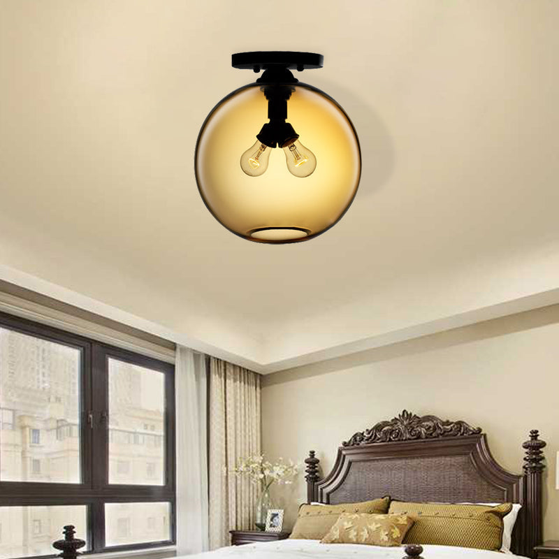 Modern 2-Head Flushmount Ceiling Lamp with Colorful Glass Shades - Global Ceiling Mounted Light"

or

"Global Modern 2-Head Flushmount Ceiling Lamp - Colorful Glass Shades Included