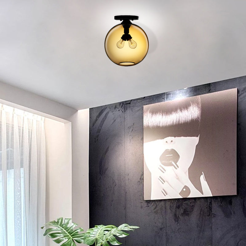 Modern 2-Head Flushmount Ceiling Lamp with Colorful Glass Shades - Global Ceiling Mounted Light"

or

"Global Modern 2-Head Flushmount Ceiling Lamp - Colorful Glass Shades Included
