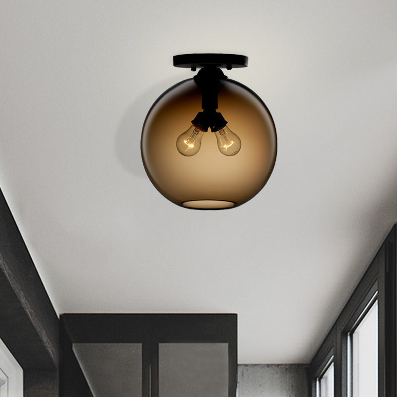 Modern 2-Head Flushmount Ceiling Lamp with Colorful Glass Shades - Global Ceiling Mounted Light"

or

"Global Modern 2-Head Flushmount Ceiling Lamp - Colorful Glass Shades Included