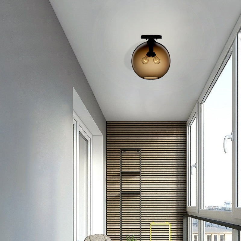 Modern 2-Head Flushmount Ceiling Lamp with Colorful Glass Shades - Global Ceiling Mounted Light"

or

"Global Modern 2-Head Flushmount Ceiling Lamp - Colorful Glass Shades Included