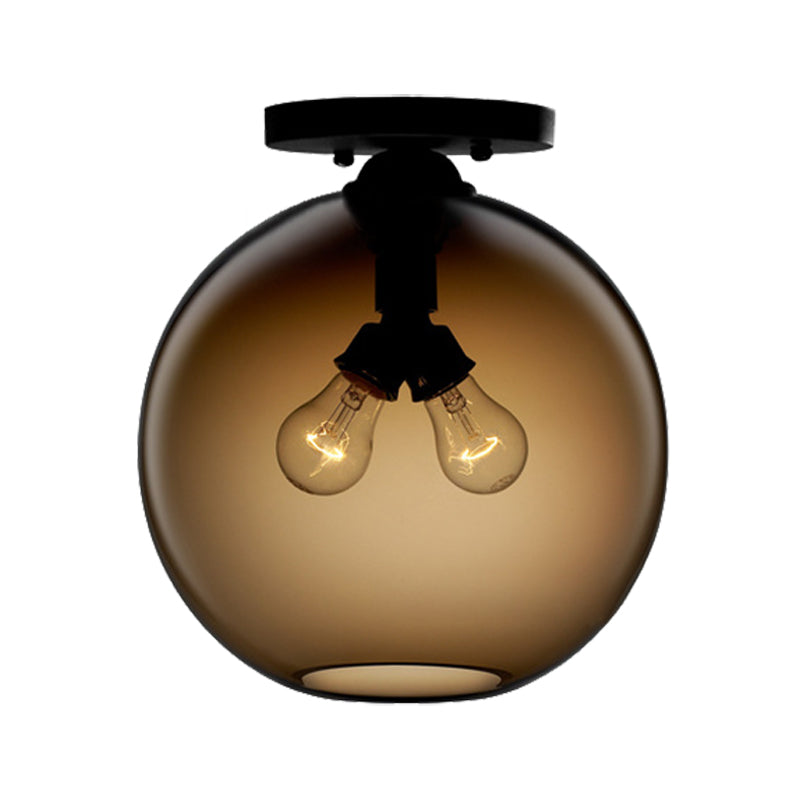 Modern 2-Head Flushmount Ceiling Lamp with Colorful Glass Shades - Global Ceiling Mounted Light"

or

"Global Modern 2-Head Flushmount Ceiling Lamp - Colorful Glass Shades Included