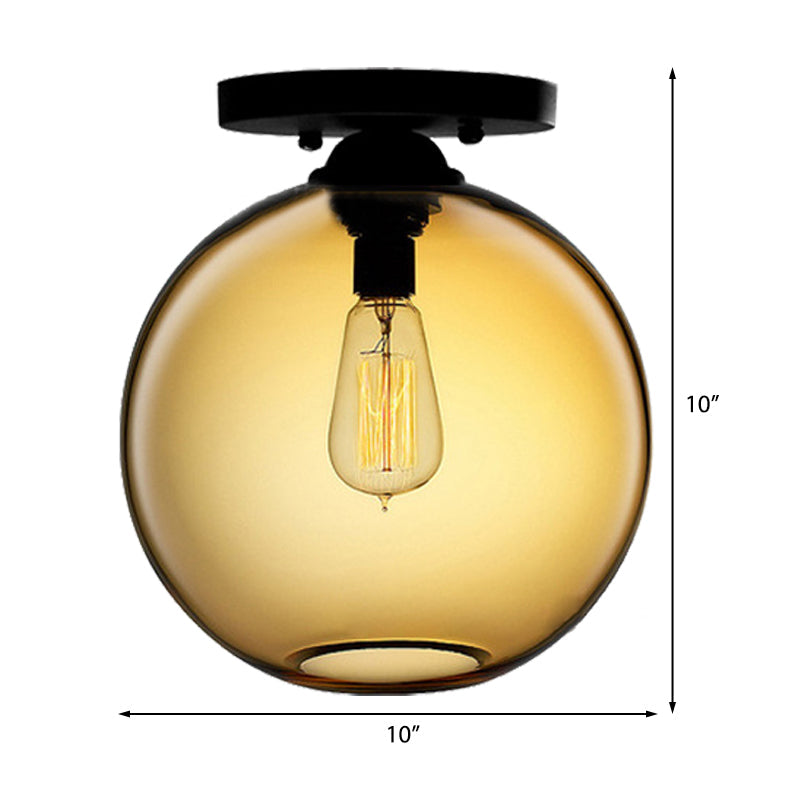 Contemporary Glass Orbit Ceiling Light Fixture - Red/Sky Blue/Amber/Dark Smoke/Coffee - 1 Head - Indoor Flush Mount