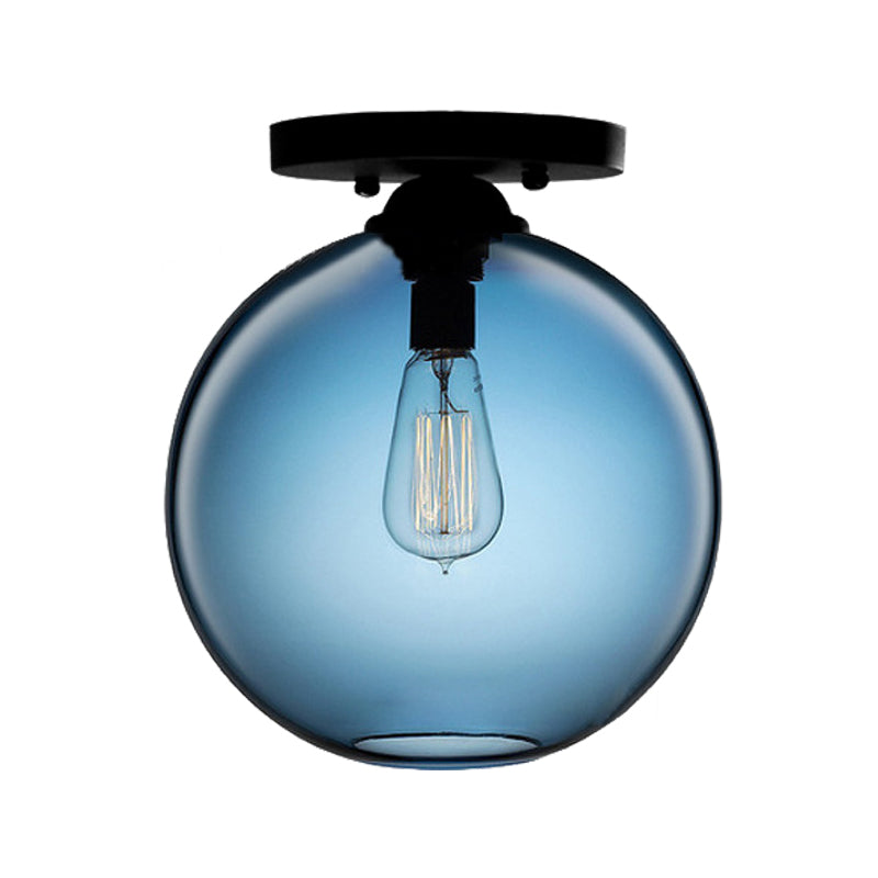 Contemporary Glass Orbit Ceiling Light Fixture - Red/Sky Blue/Amber/Dark Smoke/Coffee - 1 Head - Indoor Flush Mount