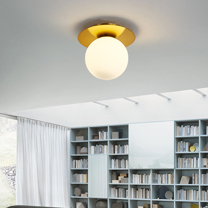 Modern Glass Orbit Ceiling Light Kitchen Flushmount Lamp - Clear/Light-Brown/Cream, Single Light