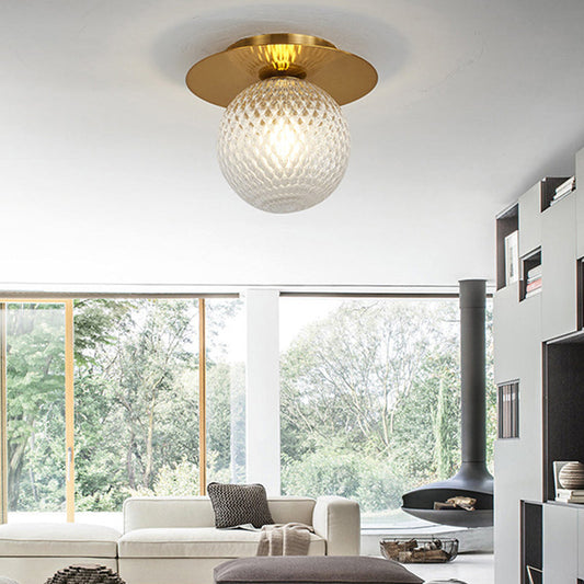 Modern Glass Orbit Ceiling Light Kitchen Flushmount Lamp - Clear/Light-Brown/Cream, Single Light