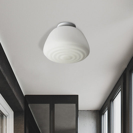 Minimalist 1 Head Flush Mount Lantern Light with Opal Glass Shade for Kitchen - 6"/8" W Cone Flush Mount Lighting