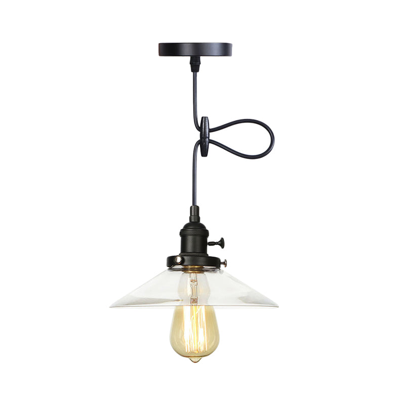 Lampe à suspension conique en verre métallique et transparent - Plafonnier à hauteur réglable